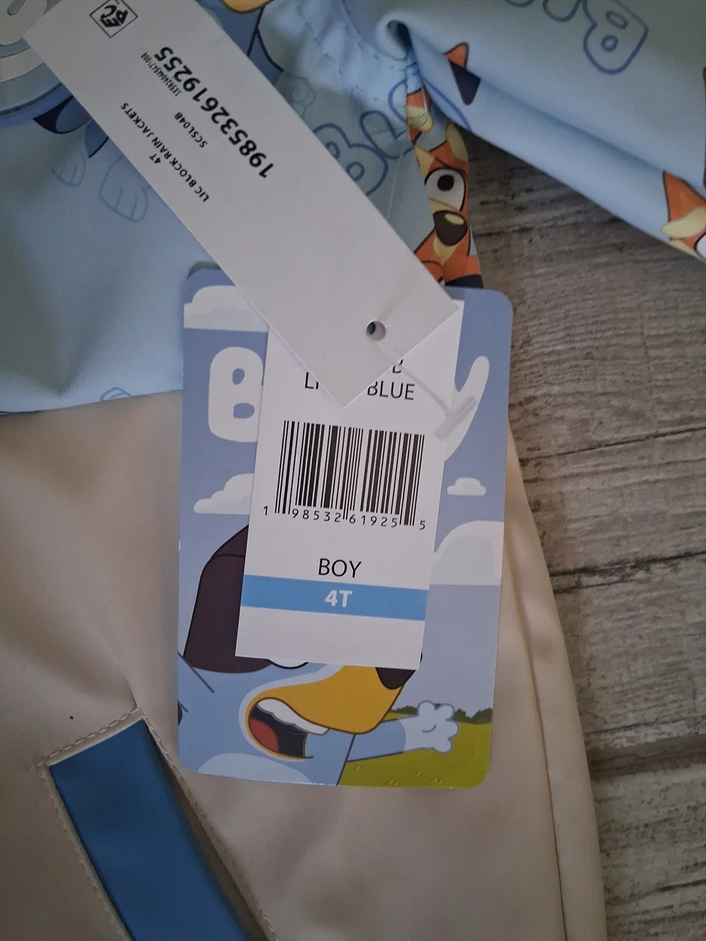 Bluey Water Resistant Hooded Rain Jacket With Pockets Size 4T